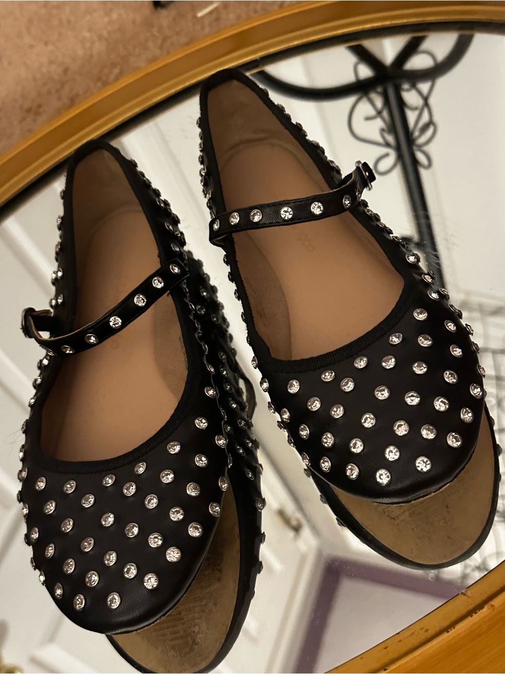House of Harlow 1960 Mary Jane Ballet Flats Black Studded